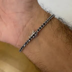 5ct Round-cut Obsidian Sterling Silver Handmade Bracelet