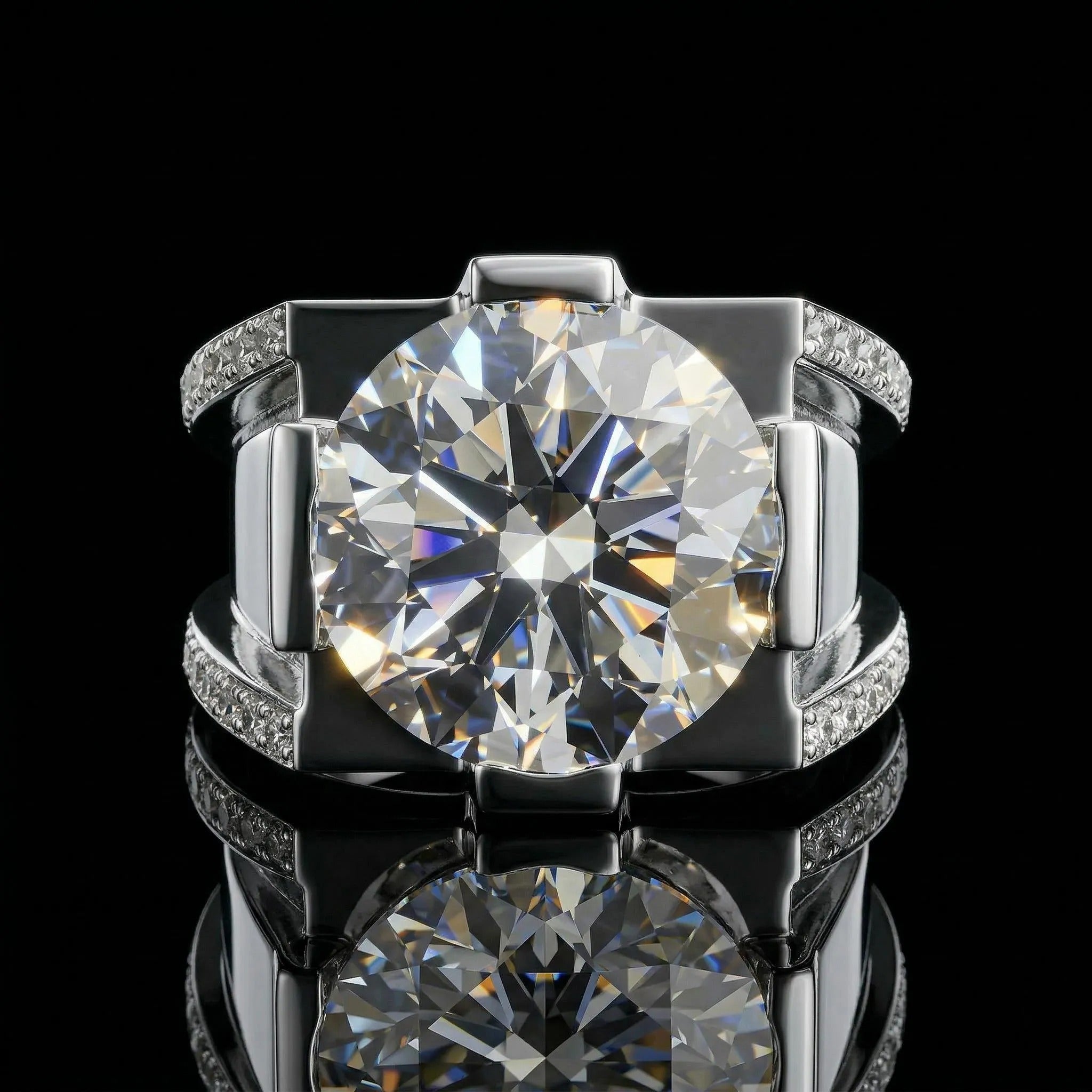 9.25ct Round Cut White Stone Ring for Men
