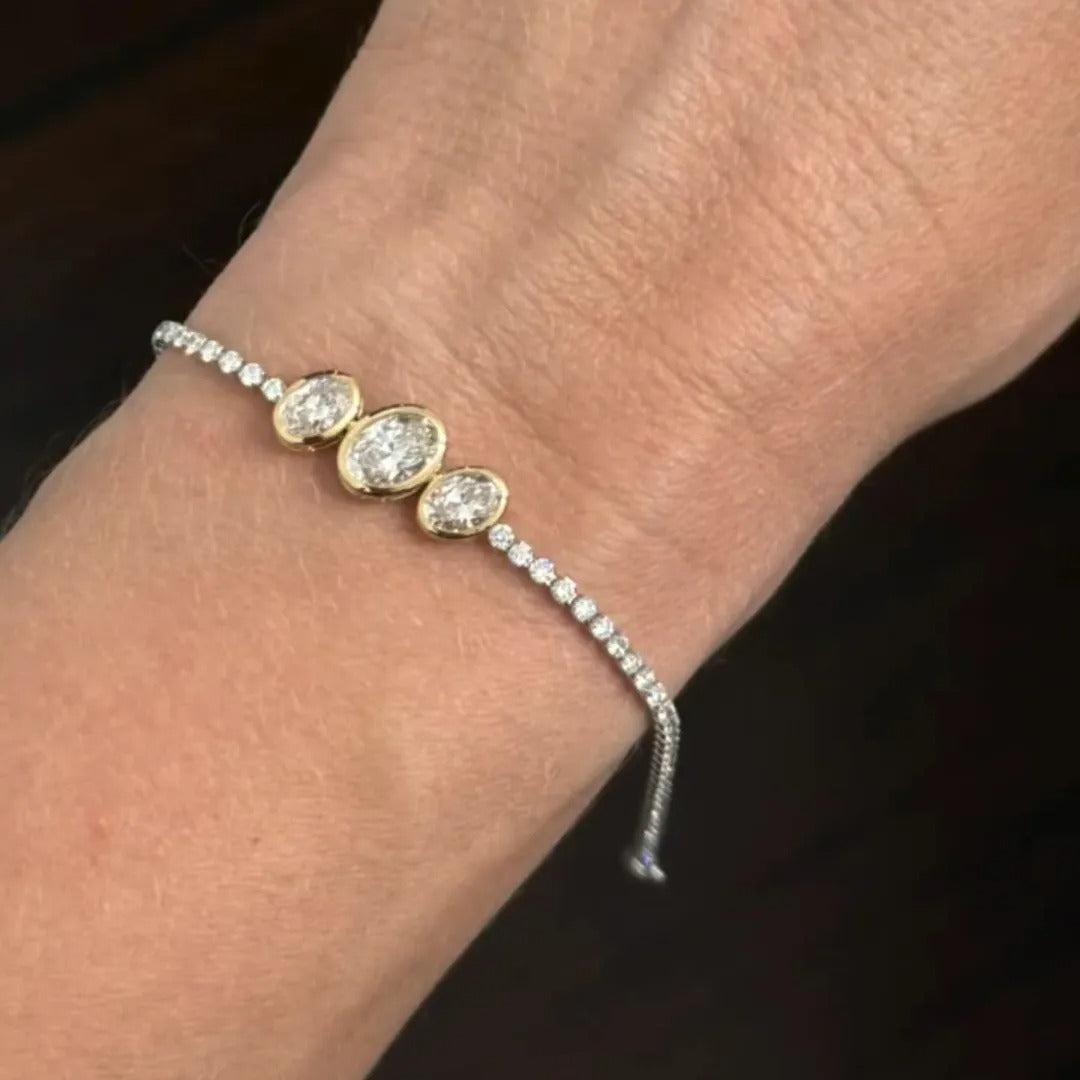 6ct Oval-cut Sterling Silver Handmade Bracelet