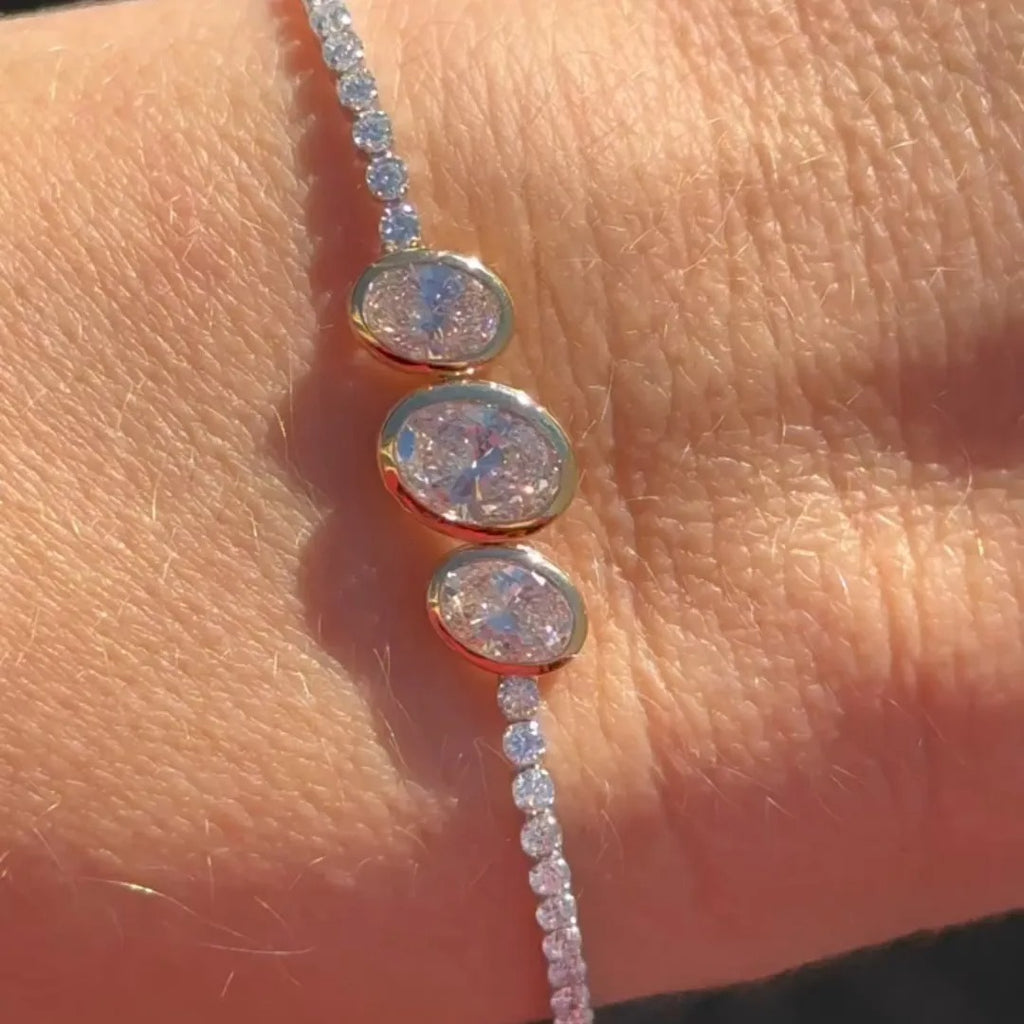 6ct Oval-cut Sterling Silver Handmade Bracelet