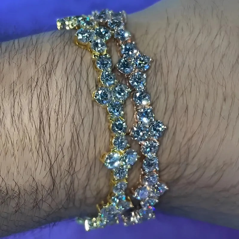5ct Round Cut Aquamarine Sapphire Tennis Bracelet For Men