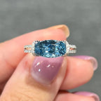 2.0ct Oval Cut Natural Aquamarine Ring In 18K White Gold