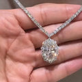 10ct Oval-cut Super Sparkly Sterling Silver Handmade Necklace