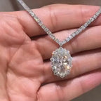 10ct Oval-cut Super Sparkly Sterling Silver Handmade Necklace
