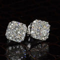 1.5Ct Radiant Cut Paved Diamond Eternity Stud Earrings In Sterling Silver