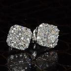 1.5Ct Radiant Cut Paved Diamond Eternity Stud Earrings In Sterling Silver