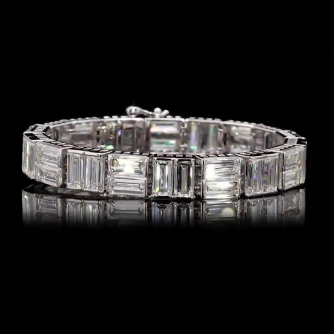8ct Emerald-cut Sterling Silver Handmade Bracelet