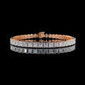 13ct Princess-cut Sterling Silver And Rose Gold-plated Handmade Bracelet