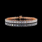 13ct Princess-cut Sterling Silver And Rose Gold-plated Handmade Bracelet