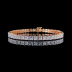 13ct Princess-cut Sterling Silver And Rose Gold-plated Handmade Bracelet