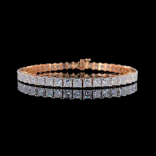 13ct Princess-cut Sterling Silver And Rose Gold-plated Handmade Bracelet