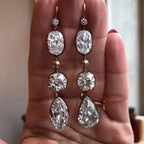 5ct Heart And Round Cut White Sapphire Asymmetric Drop Earrings