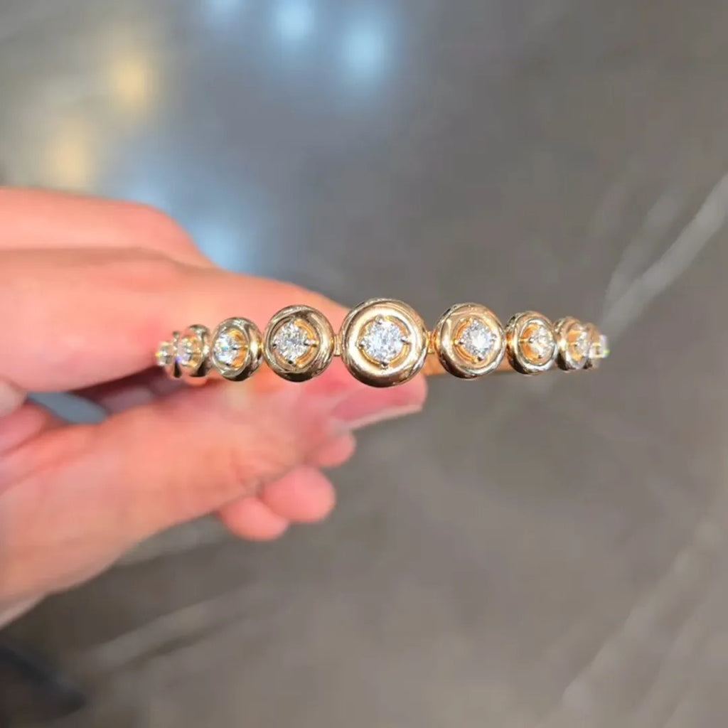 2ct Round-cut Sterling Silver Yellow Gold Plated Handmade Luxury Bracelet