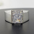 3.5ct Radiant Cut White Sapphire Classic Handmade Sterling Silver Men's Ring
