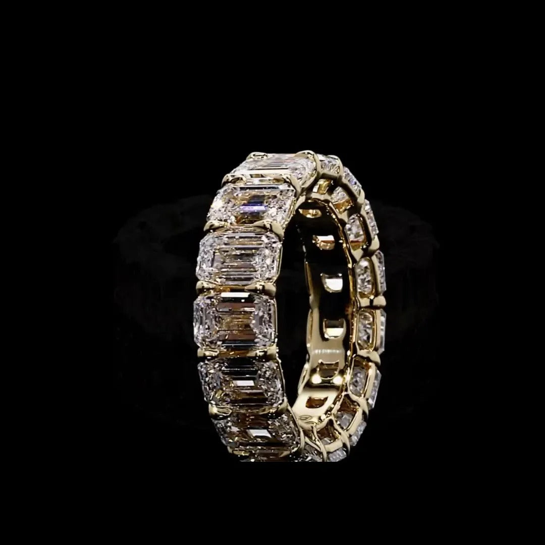3ct Emerald-cut Zircon Sterling Silver And Yellow Gold Plated Ring