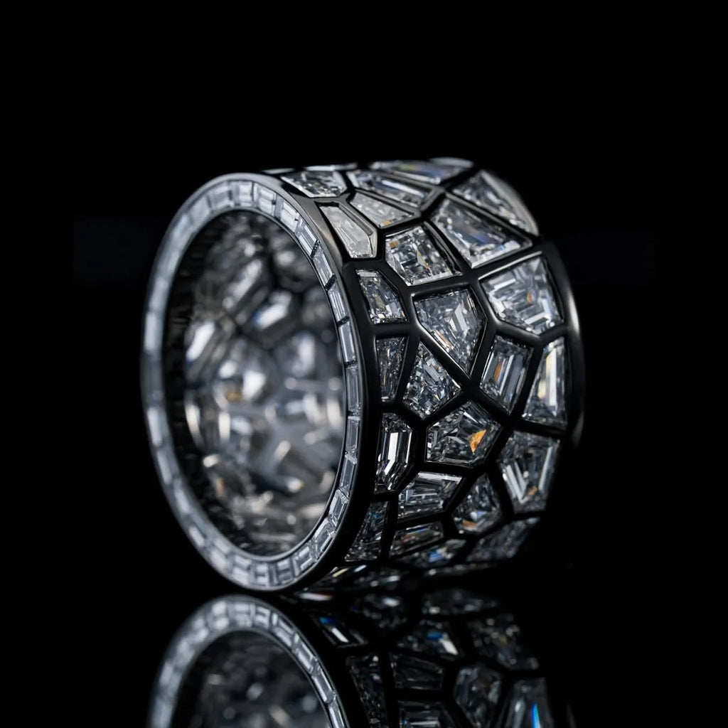 4.8ct Irregular Cut White Sapphire Band For Men