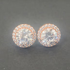 8.5ctw Round-cut Super Shiny Sterling Silver Plated With Rose Gold Handmade Studs