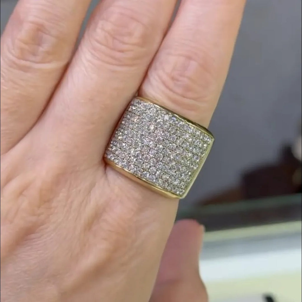 7.95ctw Multi-Row Round Cut White Stone Ring for Men