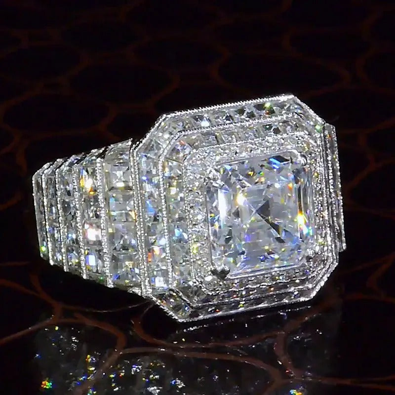 2ct Asscher Cut Layered Handmade Engagement Ring