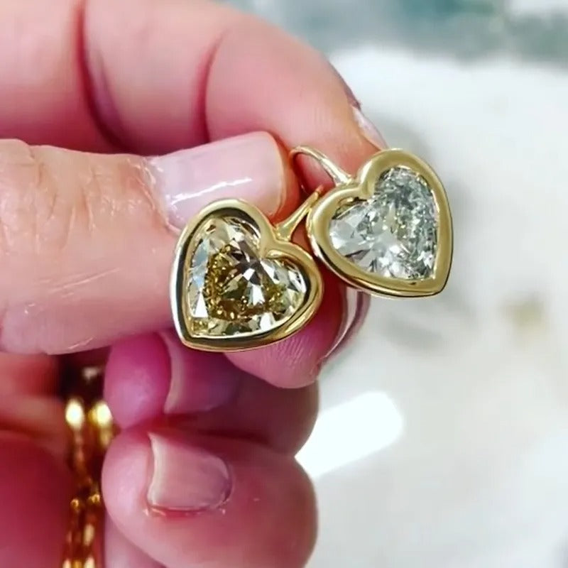 6.0 Carat Heart Cut White Gemstone Earrings