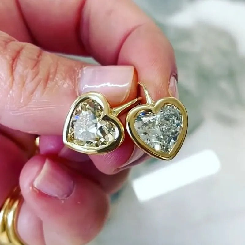 6.0 Carat Heart Cut White Gemstone Earrings