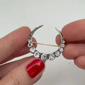 14 Karat Gold Silver Clear Paste Crescent Moon Pin Brooch