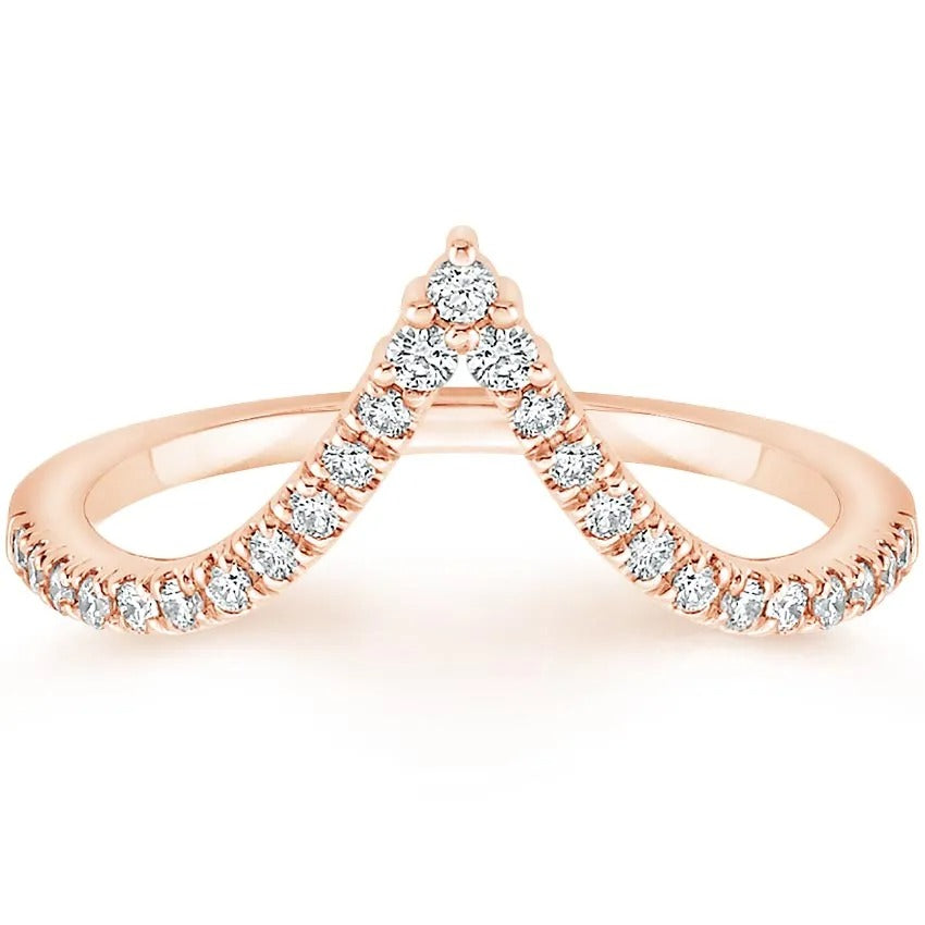 Moissanite Classic V Shape Design Round Cut Women's Wedding Band