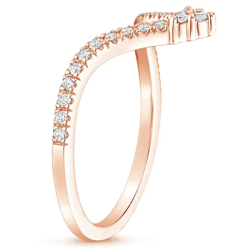 Moissanite Classic V Shape Design Round Cut Women's Wedding Band