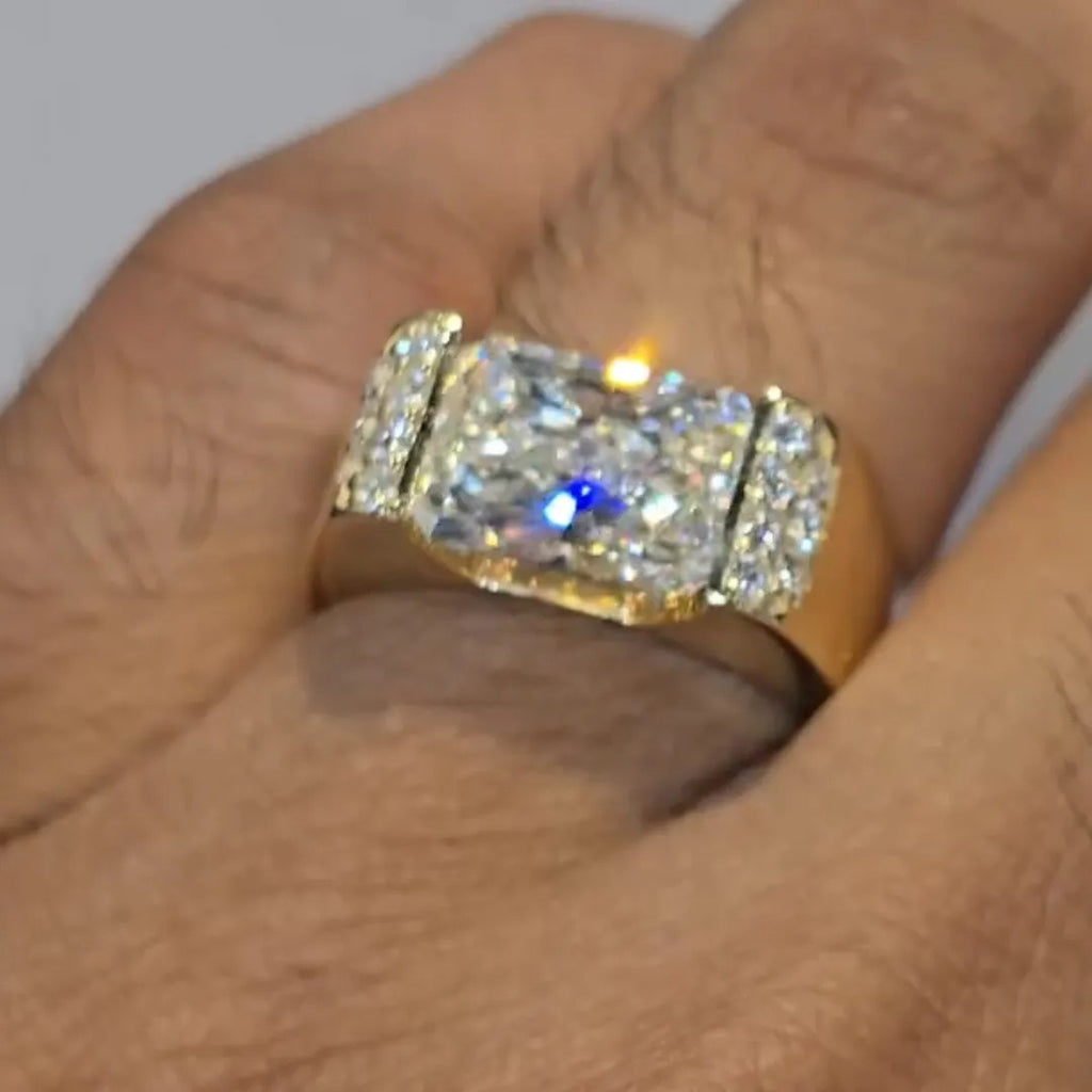 4.13ct Men's Radiant Cut White Stone Ring
