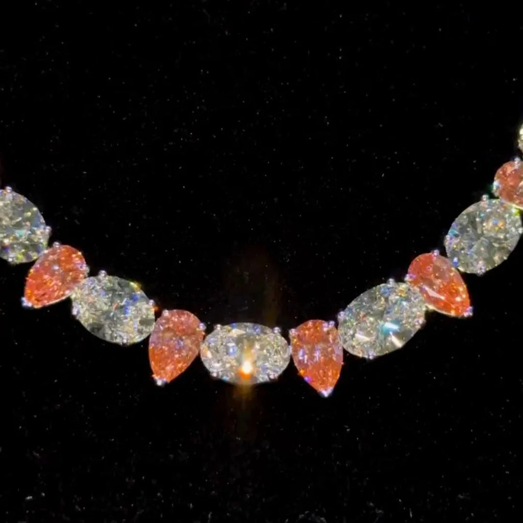 45ct Pear-cut And Oval-cut Zircon Handmade Sterling Silver Necklace
