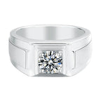 Sterling Silver Classic Round Cut Men's Wedding Ring