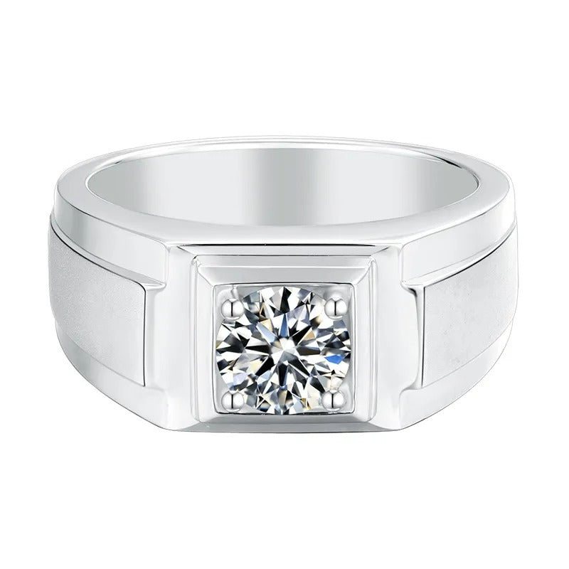 Sterling Silver Classic Round Cut Men's Wedding Ring